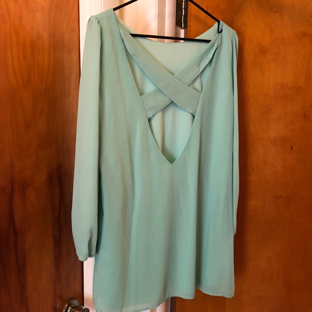 Teal cross back dress
